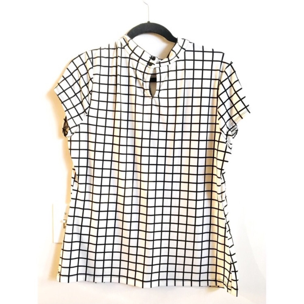 Worthington Top Windowpane Black White Size XL